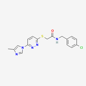 B2685469 N-(4-chlorobenzyl)-2-((6-(4-methyl-1H-imidazol-1-yl)pyridazin-3-yl)thio)acetamide CAS No. 1251670-87-7