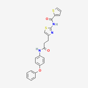 molecular formula C23H19N3O3S2 B2685490 N-(4-(3-oxo-3-((4-phenoxyphenyl)amino)propyl)thiazol-2-yl)thiophene-2-carboxamide CAS No. 1021266-15-8