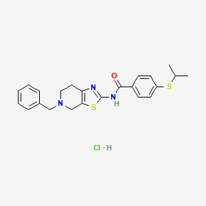 molecular formula C23H26ClN3OS2 B2685549 N-(5-benzyl-4,5,6,7-tetrahydrothiazolo[5,4-c]pyridin-2-yl)-4-(isopropylthio)benzamide hydrochloride CAS No. 1185170-34-6