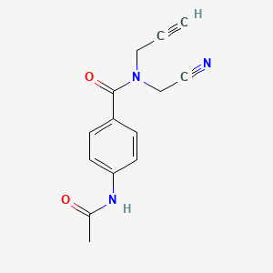 molecular formula C14H13N3O2 B2685551 N-(cyanomethyl)-4-acetamido-N-(prop-2-yn-1-yl)benzamide CAS No. 2094407-22-2
