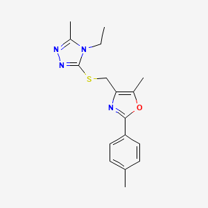B2685558 4-(((4-ethyl-5-methyl-4H-1,2,4-triazol-3-yl)thio)methyl)-5-methyl-2-(p-tolyl)oxazole CAS No. 1116050-21-5