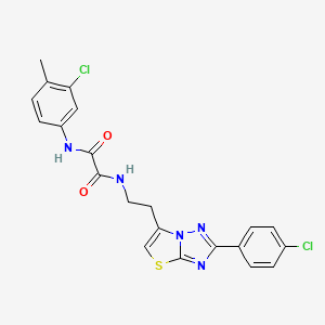 molecular formula C21H17Cl2N5O2S B2685584 N1-(3-chloro-4-methylphenyl)-N2-(2-(2-(4-chlorophenyl)thiazolo[3,2-b][1,2,4]triazol-6-yl)ethyl)oxalamide CAS No. 897758-01-9
