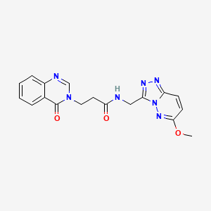 molecular formula C18H17N7O3 B2685599 N-((6-methoxy-[1,2,4]triazolo[4,3-b]pyridazin-3-yl)methyl)-3-(4-oxoquinazolin-3(4H)-yl)propanamide CAS No. 2034325-16-9
