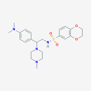 molecular formula C23H32N4O4S B2685603 N-{2-[4-(dimethylamino)phenyl]-2-(4-methylpiperazin-1-yl)ethyl}-2,3-dihydro-1,4-benzodioxine-6-sulfonamide CAS No. 946316-91-2