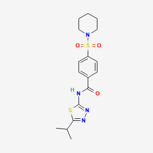 molecular formula C17H22N4O3S2 B2685619 4-piperidin-1-ylsulfonyl-N-(5-propan-2-yl-1,3,4-thiadiazol-2-yl)benzamide CAS No. 313648-53-2