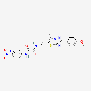 molecular formula C22H20N6O5S B2685620 N1-(2-(2-(4-methoxyphenyl)-6-methylthiazolo[3,2-b][1,2,4]triazol-5-yl)ethyl)-N2-(4-nitrophenyl)oxalamide CAS No. 896320-77-7