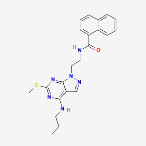 molecular formula C22H24N6OS B2685632 N-(2-(6-(methylthio)-4-(propylamino)-1H-pyrazolo[3,4-d]pyrimidin-1-yl)ethyl)-1-naphthamide CAS No. 946210-38-4