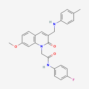 molecular formula C26H24FN3O3 B2685644 N-(4-fluorophenyl)-2-(7-methoxy-3-{[(4-methylphenyl)amino]methyl}-2-oxo-1,2-dihydroquinolin-1-yl)acetamide CAS No. 894552-78-4