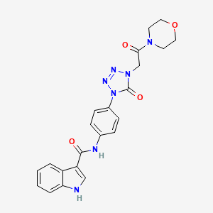 molecular formula C22H21N7O4 B2685667 N-(4-(4-(2-morpholino-2-oxoethyl)-5-oxo-4,5-dihydro-1H-tetrazol-1-yl)phenyl)-1H-indole-3-carboxamide CAS No. 1396877-07-8