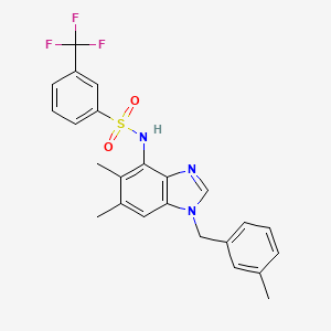 molecular formula C24H22F3N3O2S B2685687 N-[5,6-dimethyl-1-(3-methylbenzyl)-1H-1,3-benzimidazol-4-yl]-3-(trifluoromethyl)benzenesulfonamide CAS No. 338423-68-0