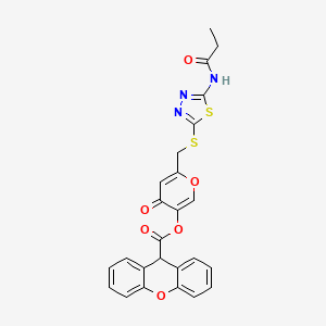 molecular formula C25H19N3O6S2 B2685705 4-oxo-6-(((5-propionamido-1,3,4-thiadiazol-2-yl)thio)methyl)-4H-pyran-3-yl 9H-xanthene-9-carboxylate CAS No. 896008-02-9