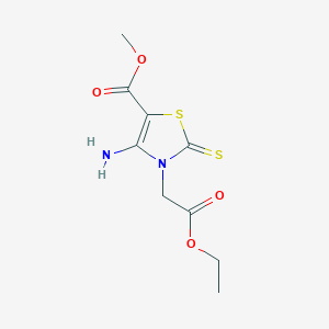molecular formula C9H12N2O4S2 B2685721 methyl 4-amino-3-(2-ethoxy-2-oxoethyl)-2-sulfanylidene-2,3-dihydro-1,3-thiazole-5-carboxylate CAS No. 689772-66-5