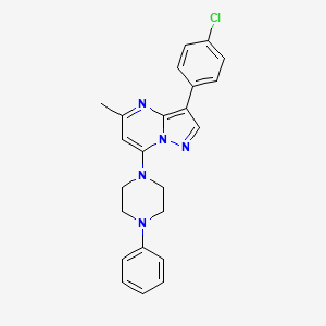 molecular formula C23H22ClN5 B2685747 3-(4-Chlorophenyl)-5-methyl-7-(4-phenylpiperazin-1-yl)pyrazolo[1,5-a]pyrimidine CAS No. 896805-72-4