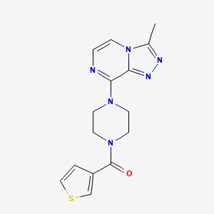 molecular formula C15H16N6OS B2685755 (4-(3-Methyl-[1,2,4]triazolo[4,3-a]pyrazin-8-yl)piperazin-1-yl)(thiophen-3-yl)methanone CAS No. 2034417-55-3