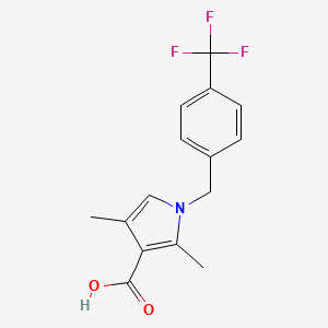 molecular formula C15H14F3NO2 B2685760 2,4-Dimethyl-1-(4-(trifluoromethyl)benzyl)-1H-pyrrole-3-carboxylic acid CAS No. 2375814-28-9