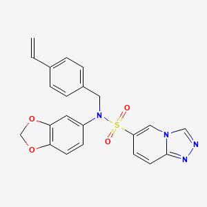 molecular formula C22H18N4O4S B2685786 N-(2H-1,3-benzodioxol-5-yl)-N-[(4-ethenylphenyl)methyl]-[1,2,4]triazolo[4,3-a]pyridine-6-sulfonamide CAS No. 1251620-50-4