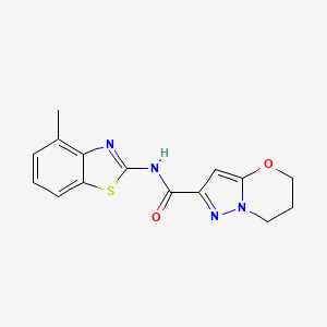 molecular formula C15H14N4O2S B2685788 N-(4-methylbenzo[d]thiazol-2-yl)-6,7-dihydro-5H-pyrazolo[5,1-b][1,3]oxazine-2-carboxamide CAS No. 1448077-45-9