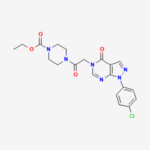 molecular formula C20H21ClN6O4 B2685807 ethyl 4-(2-(1-(4-chlorophenyl)-4-oxo-1H-pyrazolo[3,4-d]pyrimidin-5(4H)-yl)acetyl)piperazine-1-carboxylate CAS No. 852440-67-6