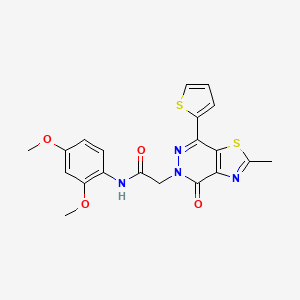 molecular formula C20H18N4O4S2 B2685810 N-(2,4-dimethoxyphenyl)-2-(2-methyl-4-oxo-7-(thiophen-2-yl)thiazolo[4,5-d]pyridazin-5(4H)-yl)acetamide CAS No. 941927-72-6