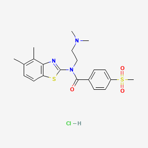 molecular formula C21H26ClN3O3S2 B2685819 N-(2-(dimethylamino)ethyl)-N-(4,5-dimethylbenzo[d]thiazol-2-yl)-4-(methylsulfonyl)benzamide hydrochloride CAS No. 1216692-13-5