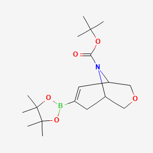 molecular formula C18H30BNO5 B2685857 Tert-butyl 7-(4,4,5,5-tetramethyl-1,3,2-dioxaborolan-2-yl)-3-oxa-9-azabicyclo[3.3.1]non-6-ene-9-carboxylate CAS No. 1313034-29-5