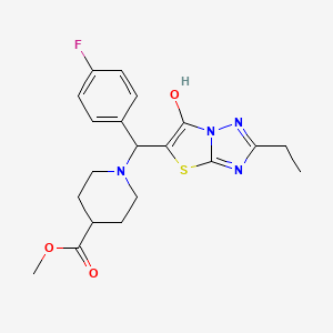 Methyl 1-((2-ethyl-6-hydroxythiazolo[3,2-b][1,2,4]triazol-5-yl)(4-fluorophenyl)methyl)piperidine-4-carboxylate