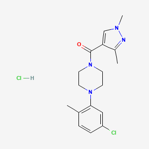 molecular formula C17H22Cl2N4O B2685896 1-(5-chloro-2-methylphenyl)-4-(1,3-dimethyl-1H-pyrazole-4-carbonyl)piperazine hydrochloride CAS No. 1327207-14-6