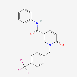 molecular formula C20H15F3N2O2 B2685942 6-oxo-N-phenyl-1-{[4-(trifluoromethyl)phenyl]methyl}-1,6-dihydropyridine-3-carboxamide CAS No. 339008-59-2