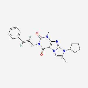 molecular formula C23H25N5O2 B2685955 3-cinnamyl-8-cyclopentyl-1,7-dimethyl-1H-imidazo[2,1-f]purine-2,4(3H,8H)-dione CAS No. 887671-96-7