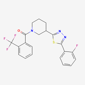 (3-(5-(2-Fluorophenyl)-1,3,4-thiadiazol-2-yl)piperidin-1-yl)(2-(trifluoromethyl)phenyl)methanone