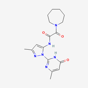B2685968 2-(azepan-1-yl)-N-(3-methyl-1-(4-methyl-6-oxo-1,6-dihydropyrimidin-2-yl)-1H-pyrazol-5-yl)-2-oxoacetamide CAS No. 1014088-88-0