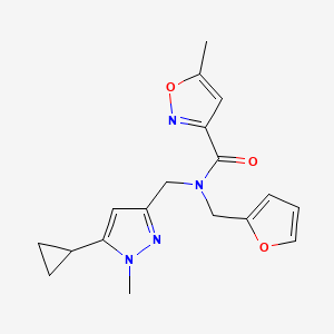 N-((5-cyclopropyl-1-methyl-1H-pyrazol-3-yl)methyl)-N-(furan-2-ylmethyl)-5-methylisoxazole-3-carboxamide