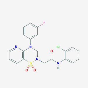 molecular formula C20H16ClFN4O3S B2685977 N-(2-chlorophenyl)-2-(4-(3-fluorophenyl)-1,1-dioxido-3,4-dihydro-2H-pyrido[2,3-e][1,2,4]thiadiazin-2-yl)acetamide CAS No. 1251611-47-8
