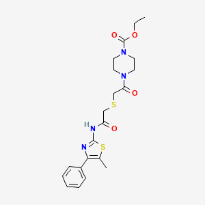 Ethyl 4-(2-((2-((5-methyl-4-phenylthiazol-2-yl)amino)-2-oxoethyl)thio)acetyl)piperazine-1-carboxylate