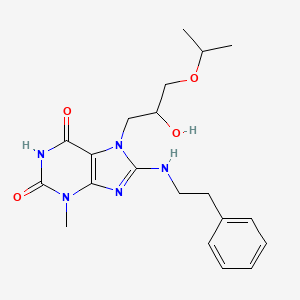 molecular formula C20H27N5O4 B2685983 7-(2-hydroxy-3-isopropoxypropyl)-3-methyl-8-(phenethylamino)-1H-purine-2,6(3H,7H)-dione CAS No. 476481-12-6