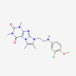 molecular formula C20H23ClN6O3 B2685989 8-(2-((3-chloro-4-methoxyphenyl)amino)ethyl)-1,3,6,7-tetramethyl-1H-imidazo[2,1-f]purine-2,4(3H,8H)-dione CAS No. 920461-51-4