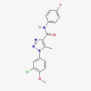molecular formula C17H14ClFN4O2 B2685993 1-(3-chloro-4-methoxyphenyl)-N-(4-fluorophenyl)-5-methyl-1H-1,2,3-triazole-4-carboxamide CAS No. 866864-38-2