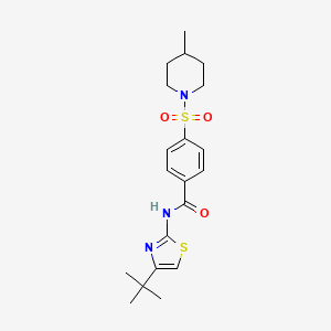 molecular formula C20H27N3O3S2 B2686004 N-(4-(tert-butyl)thiazol-2-yl)-4-((4-methylpiperidin-1-yl)sulfonyl)benzamide CAS No. 683264-22-4