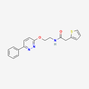 molecular formula C18H17N3O2S B2686006 N-(2-((6-phenylpyridazin-3-yl)oxy)ethyl)-2-(thiophen-2-yl)acetamide CAS No. 920180-60-5