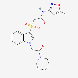molecular formula C21H24N4O5S B2686014 N-(5-methylisoxazol-3-yl)-2-((1-(2-oxo-2-(piperidin-1-yl)ethyl)-1H-indol-3-yl)sulfonyl)acetamide CAS No. 878057-81-9