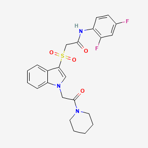 molecular formula C23H23F2N3O4S B2686035 N-(2,4-difluorophenyl)-2-((1-(2-oxo-2-(piperidin-1-yl)ethyl)-1H-indol-3-yl)sulfonyl)acetamide CAS No. 878056-77-0