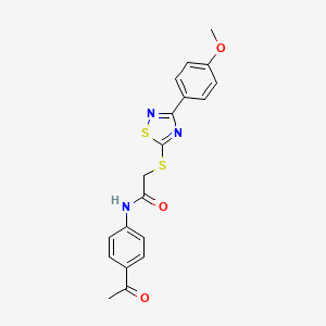 molecular formula C19H17N3O3S2 B2686051 N-(4-acetylphenyl)-2-((3-(4-methoxyphenyl)-1,2,4-thiadiazol-5-yl)thio)acetamide CAS No. 864922-53-2