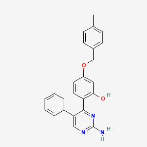 molecular formula C24H21N3O2 B2686054 2-(2-Amino-5-phenylpyrimidin-4-yl)-5-[(4-methylphenyl)methoxy]phenol CAS No. 877795-62-5