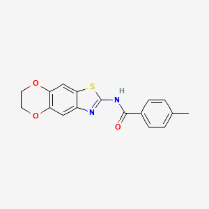 molecular formula C17H14N2O3S B2686070 N-{10,13-dioxa-4-thia-6-azatricyclo[7.4.0.0^{3,7}]trideca-1,3(7),5,8-tetraen-5-yl}-4-methylbenzamide CAS No. 892853-24-6