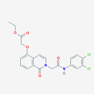 molecular formula C21H18Cl2N2O5 B2686096 ethyl 2-[(2-{[(3,4-dichlorophenyl)carbamoyl]methyl}-1-oxo-1,2-dihydroisoquinolin-5-yl)oxy]acetate CAS No. 868224-00-4