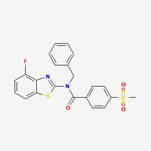 molecular formula C22H17FN2O3S2 B2686129 N-benzyl-N-(4-fluorobenzo[d]thiazol-2-yl)-4-(methylsulfonyl)benzamide CAS No. 899963-70-3