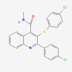 molecular formula C23H16Cl2N2OS B2686140 2-(4-chlorophenyl)-3-[(4-chlorophenyl)sulfanyl]-N-methyl-4-quinolinecarboxamide CAS No. 477886-44-5