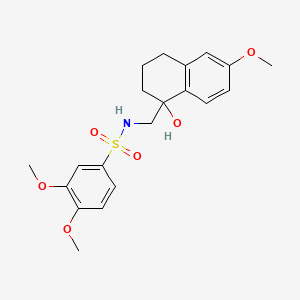 molecular formula C20H25NO6S B2686154 N-((1-hydroxy-6-methoxy-1,2,3,4-tetrahydronaphthalen-1-yl)methyl)-3,4-dimethoxybenzenesulfonamide CAS No. 2034259-48-6