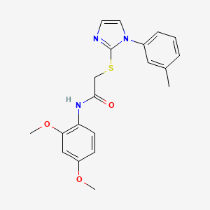 molecular formula C20H21N3O3S B2686176 N-(2,4-dimethoxyphenyl)-2-((1-(m-tolyl)-1H-imidazol-2-yl)thio)acetamide CAS No. 851131-11-8