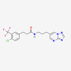 molecular formula C18H17ClF3N5O B2686188 N-(3-([1,2,4]triazolo[1,5-a]pyrimidin-6-yl)propyl)-3-(4-chloro-3-(trifluoromethyl)phenyl)propanamide CAS No. 2034317-25-2